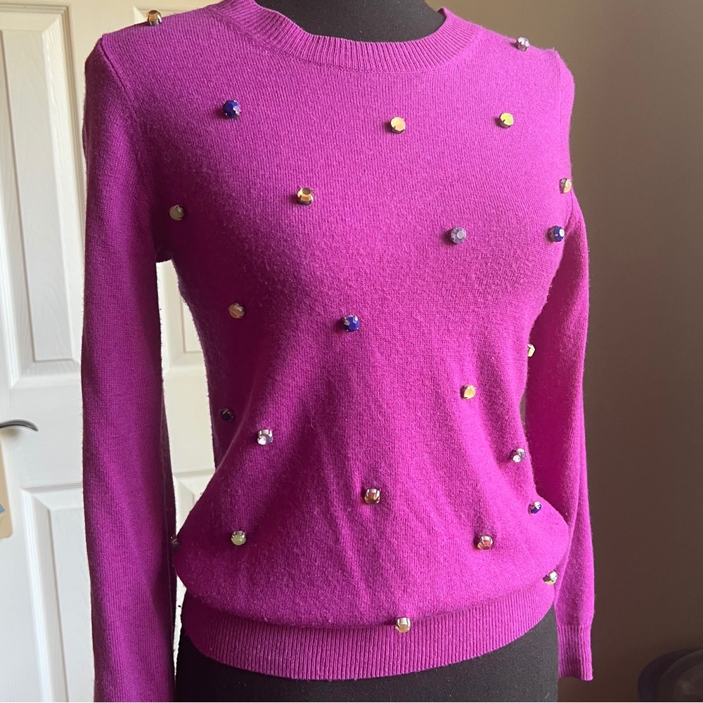 Crewcuts purple Jewel-Embellished Crewneck Sweater
